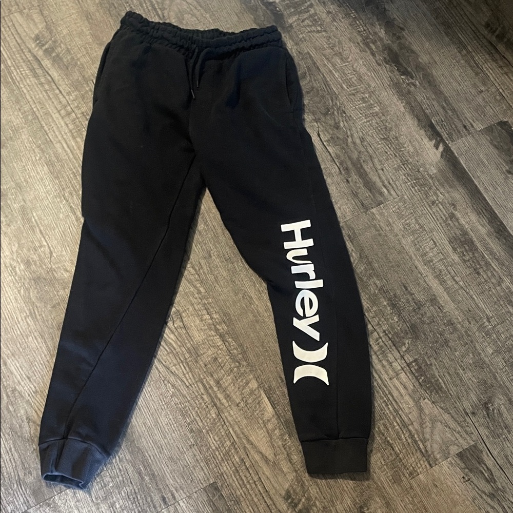 Hurley Black Joggers with White Logo universal wear
